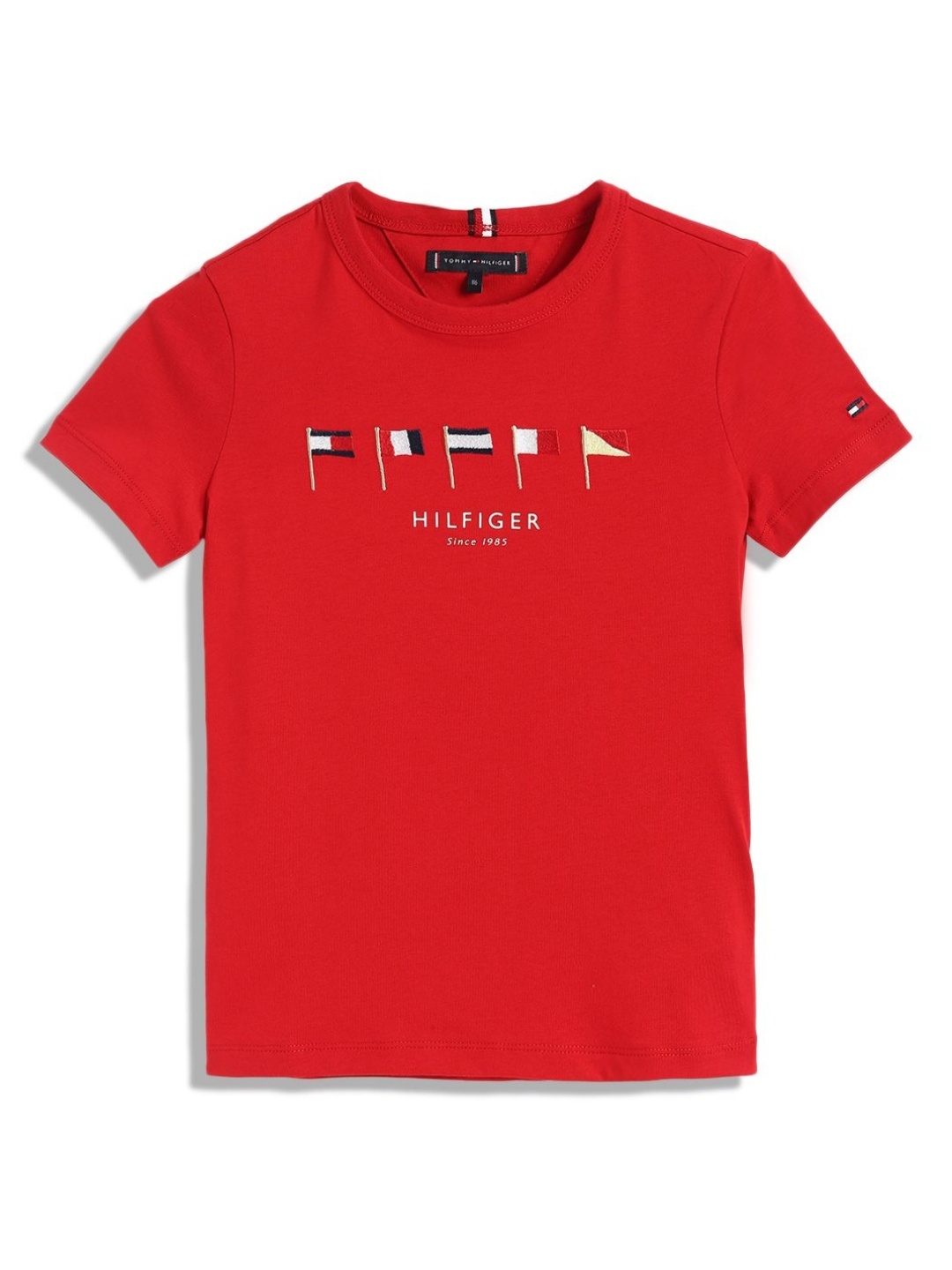 

Tommy Hilfiger Boys Graphic Printed Round Neck Cotton T-shirt, Red
