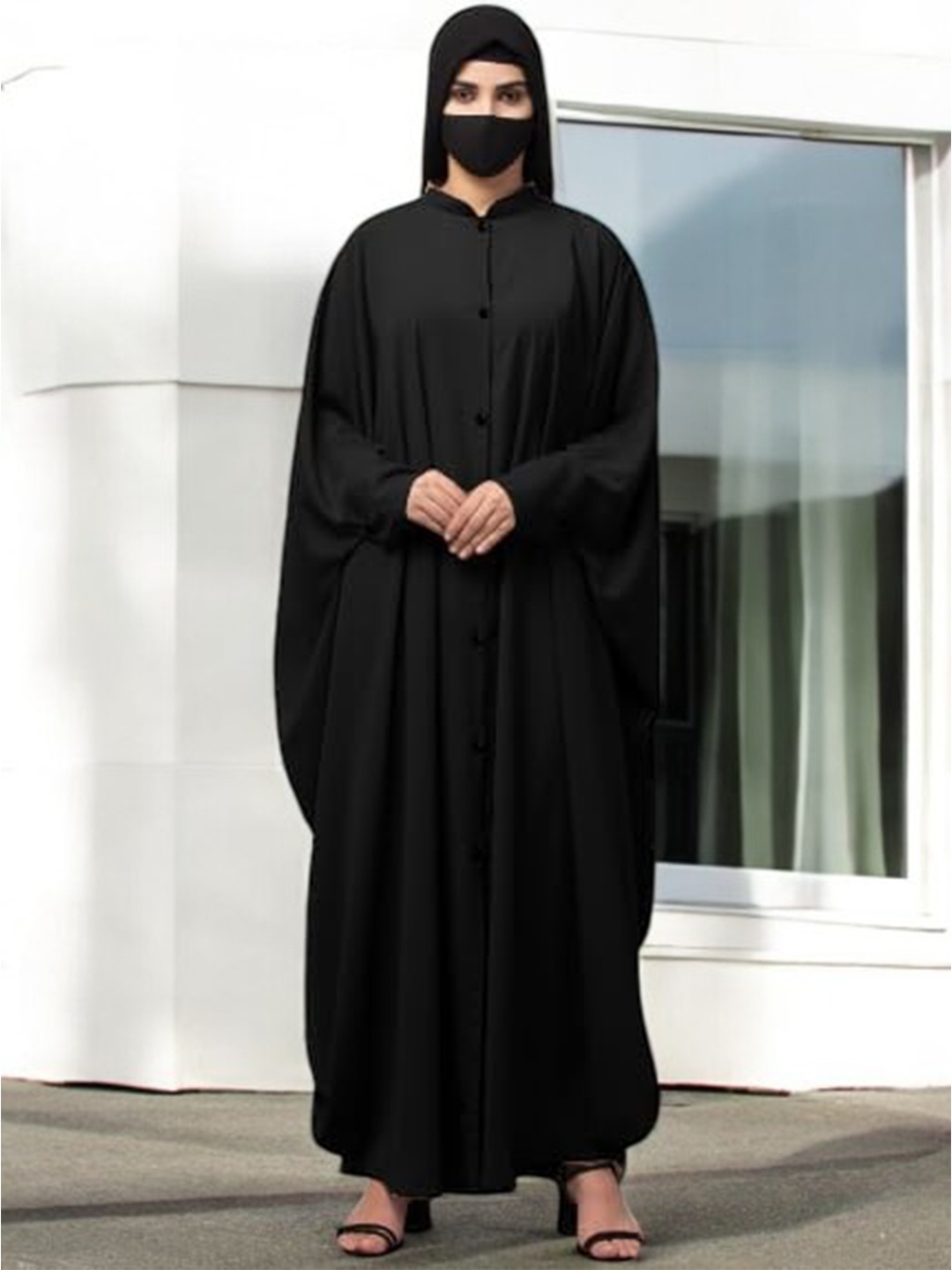 

MUSHKIYA Women Solid Kaftan Abaya Burqas, Black