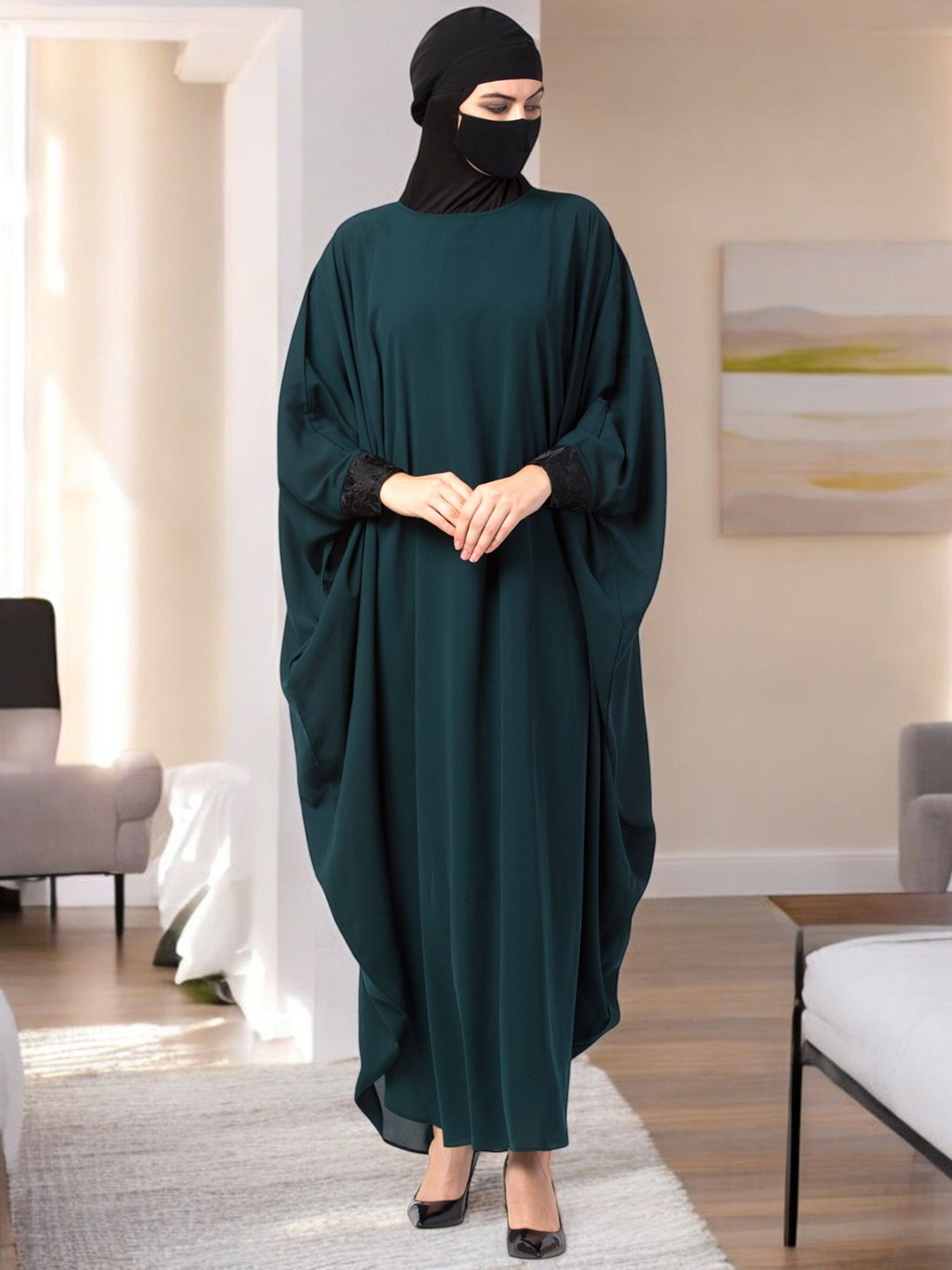 

MUSHKIYA Women Kaftan With Lacework, Green