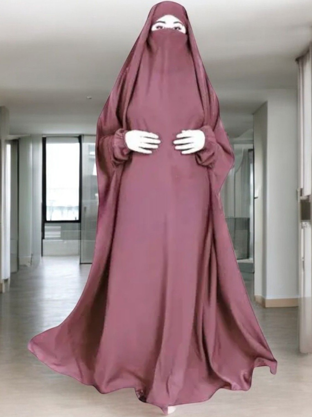 

MUSHKIYA Women Solid Jilbab Burqa With Adjustable Mouthpiece, Maroon