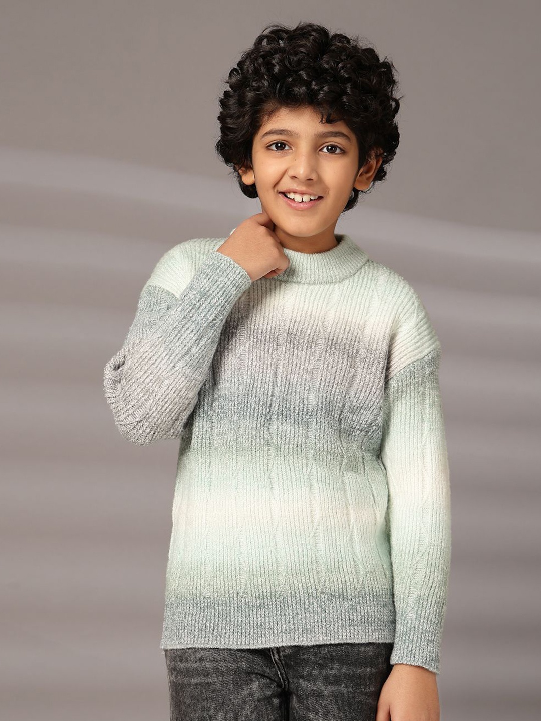 

Albion By CnM Boys Colourblocked Woollen Pullover, Green