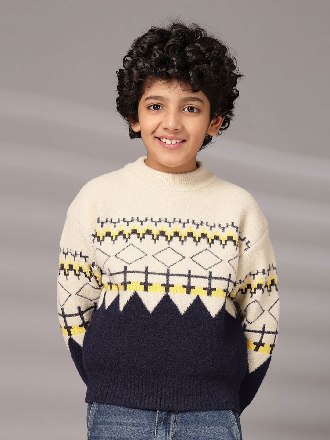 

Albion By CnM Boys Self Design Woollen Pullover, Navy blue