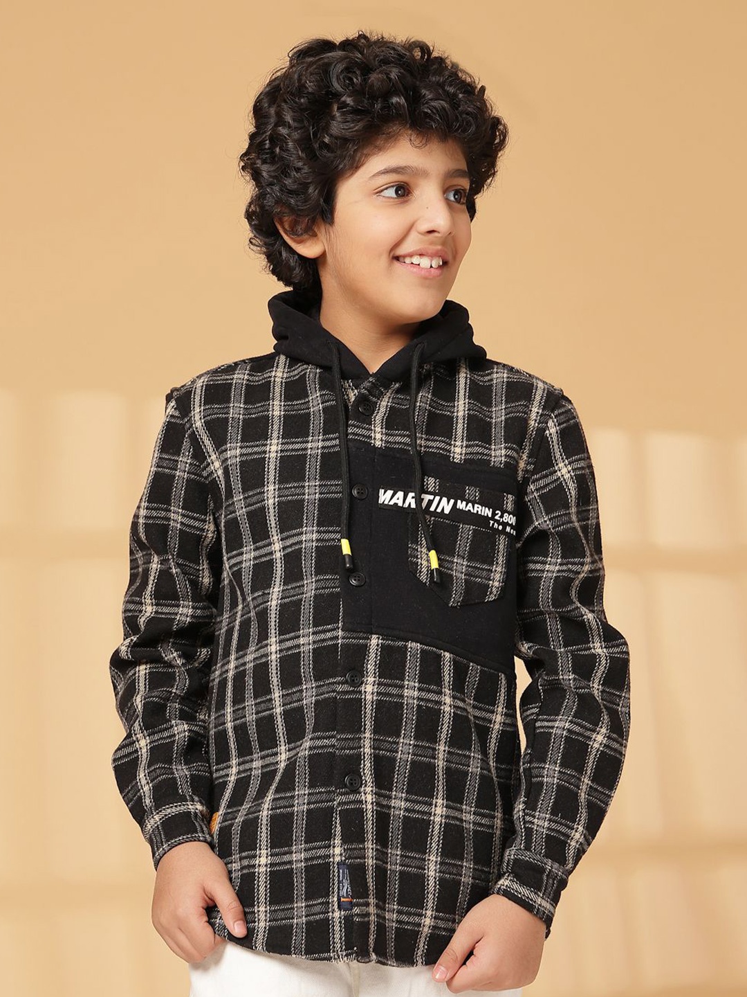 

Albion By CnM Boys Checked Hooded Sweatshirt, Black