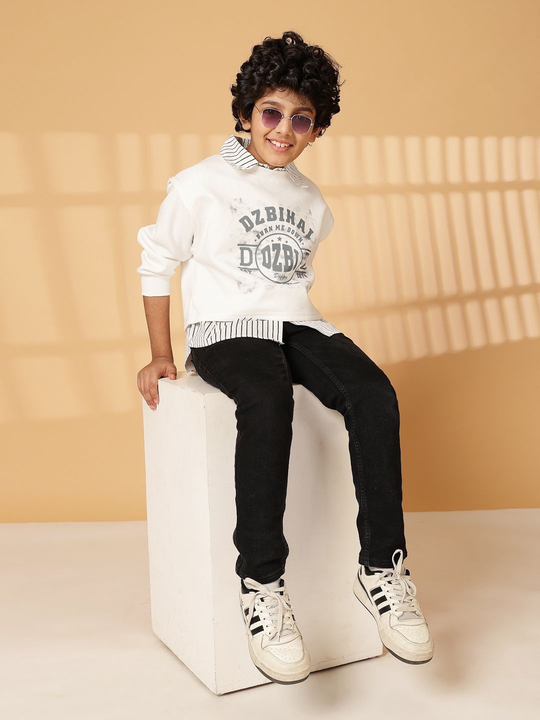 

Albion By CnM Boys Shirt Collar Sweatshirt, White