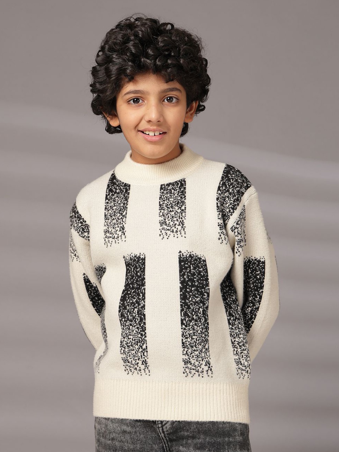 

Albion By CnM Boys Printed Woollen Pullover, Black