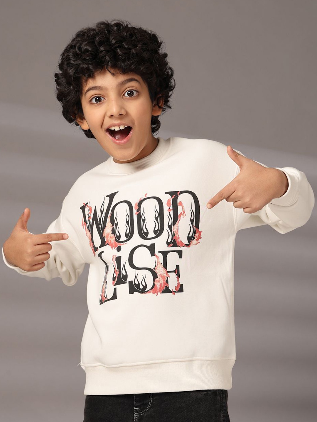

Albion By CnM Boys Cotton Typography Printed Sweatshirt, White