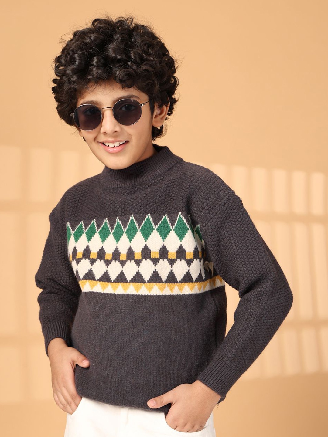 

Albion By CnM Boys Cable Knit Woollen Pullover, Grey