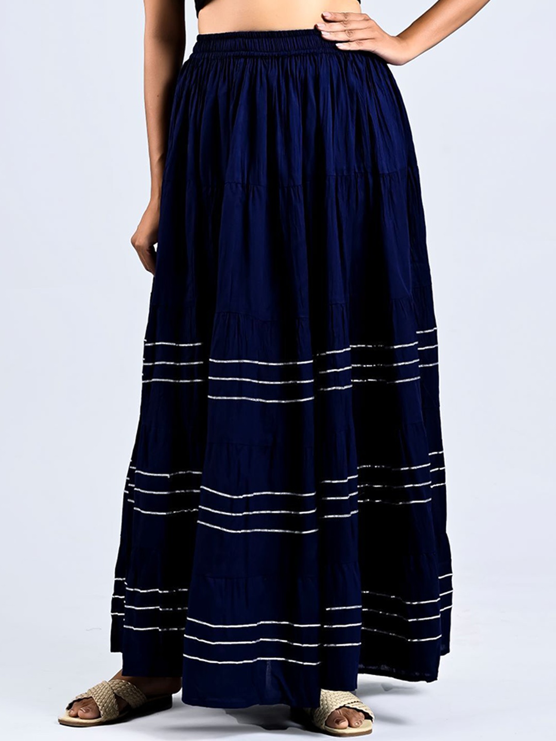 

MIRAYYA Women Flared Maxi Skirt, Navy blue