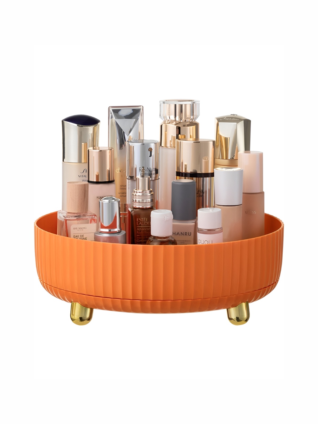 

HOUSE OF QUIRK Orange Colored & Gold Toned Makeup Organiser
