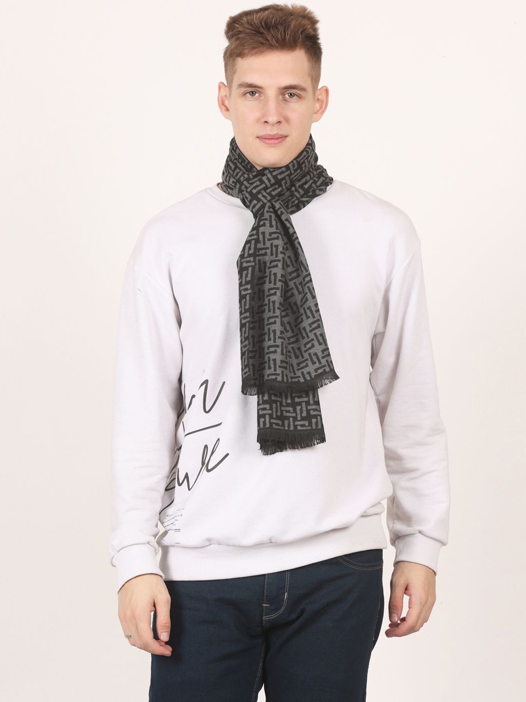 

Calvadoss Men Self Design Mufflers, Grey