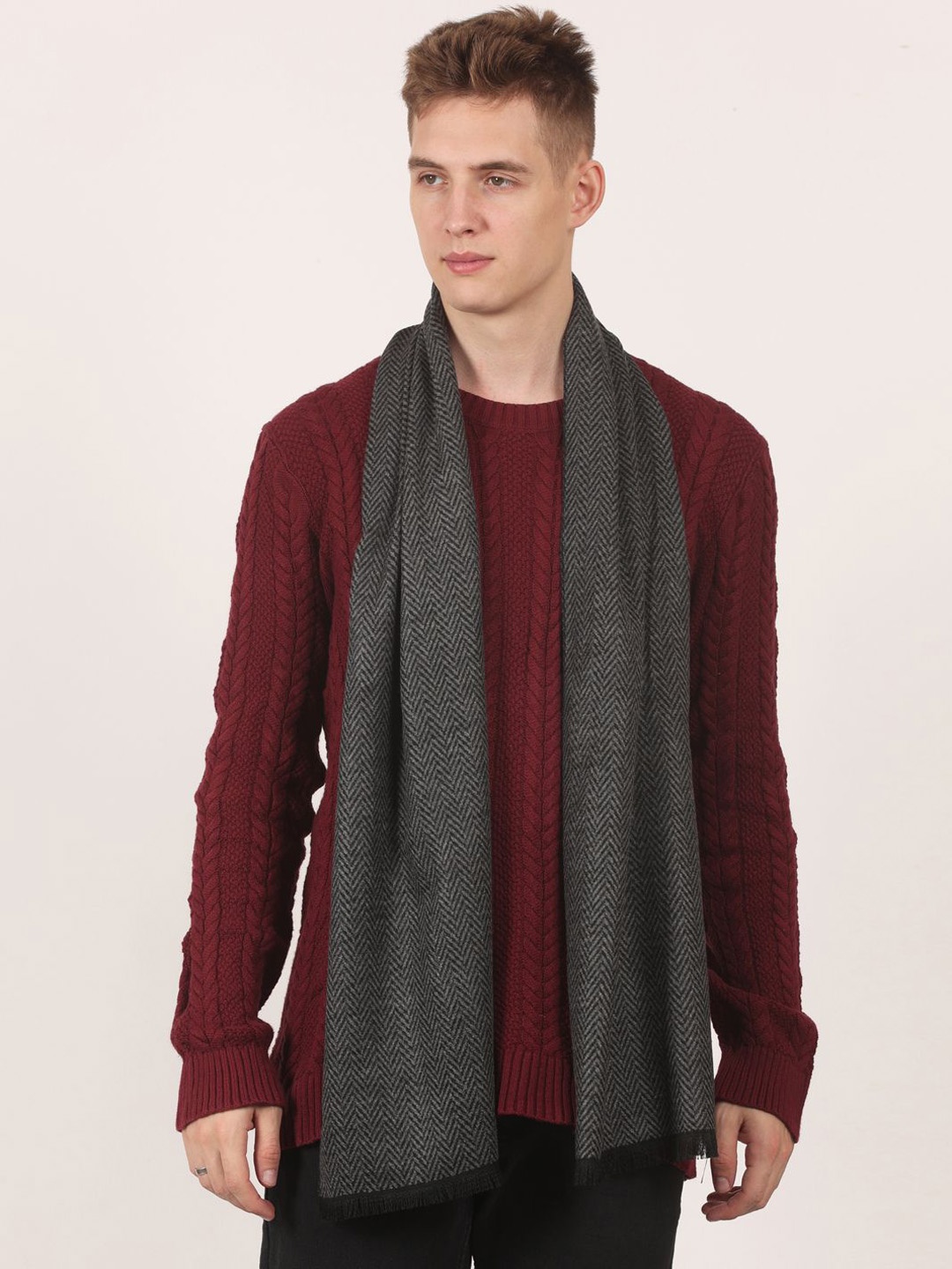 

Calvadoss Men Self Design Mufflers, Grey