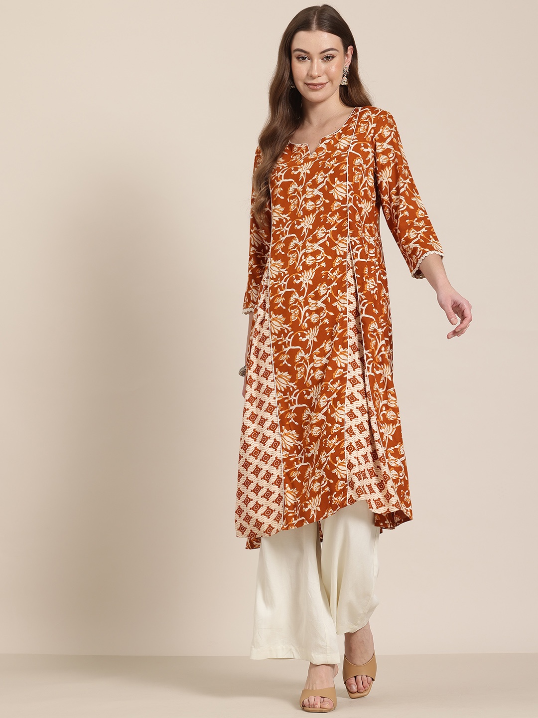

HERE&NOW Floral Printed Kurta, Mustard