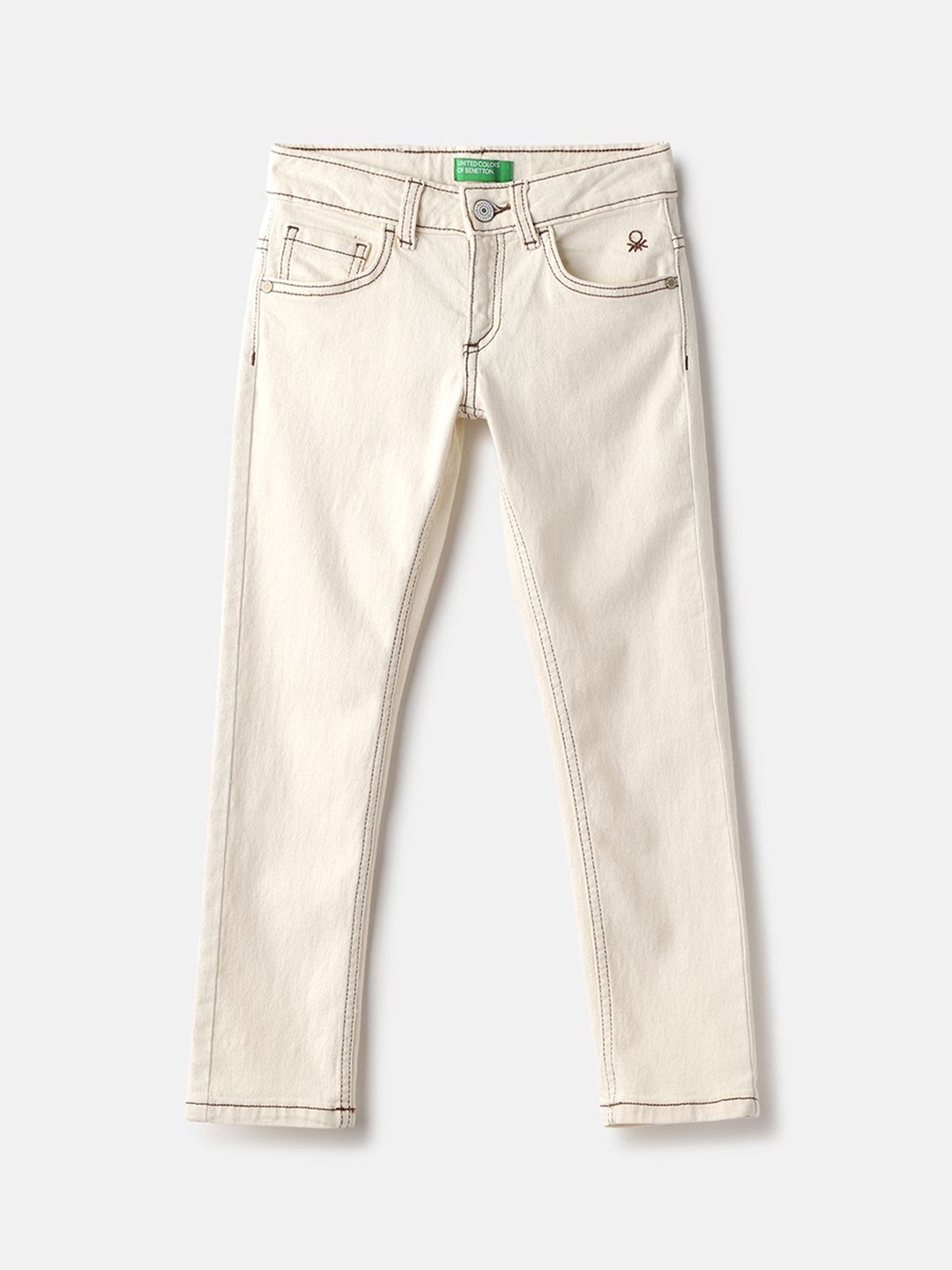 United Colors of Benetton Boys Slim Fit Jeans, Cream
