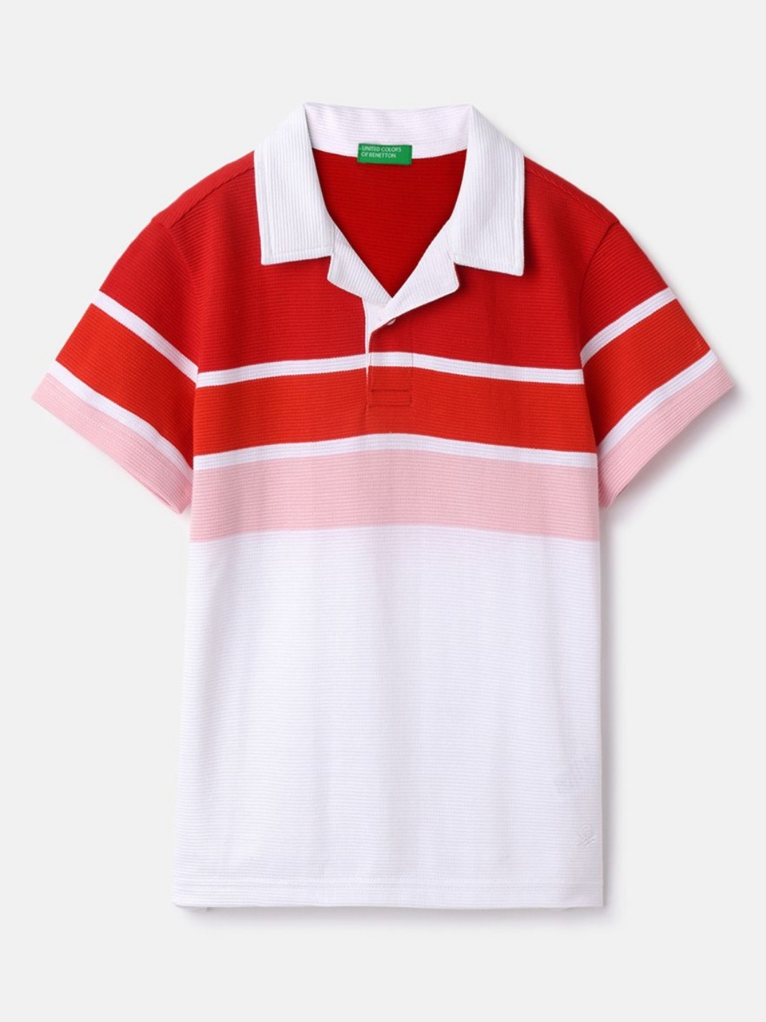 

United Colors of Benetton Boys Colourblocked Polo Collar Pure Cotton T-shirt, White