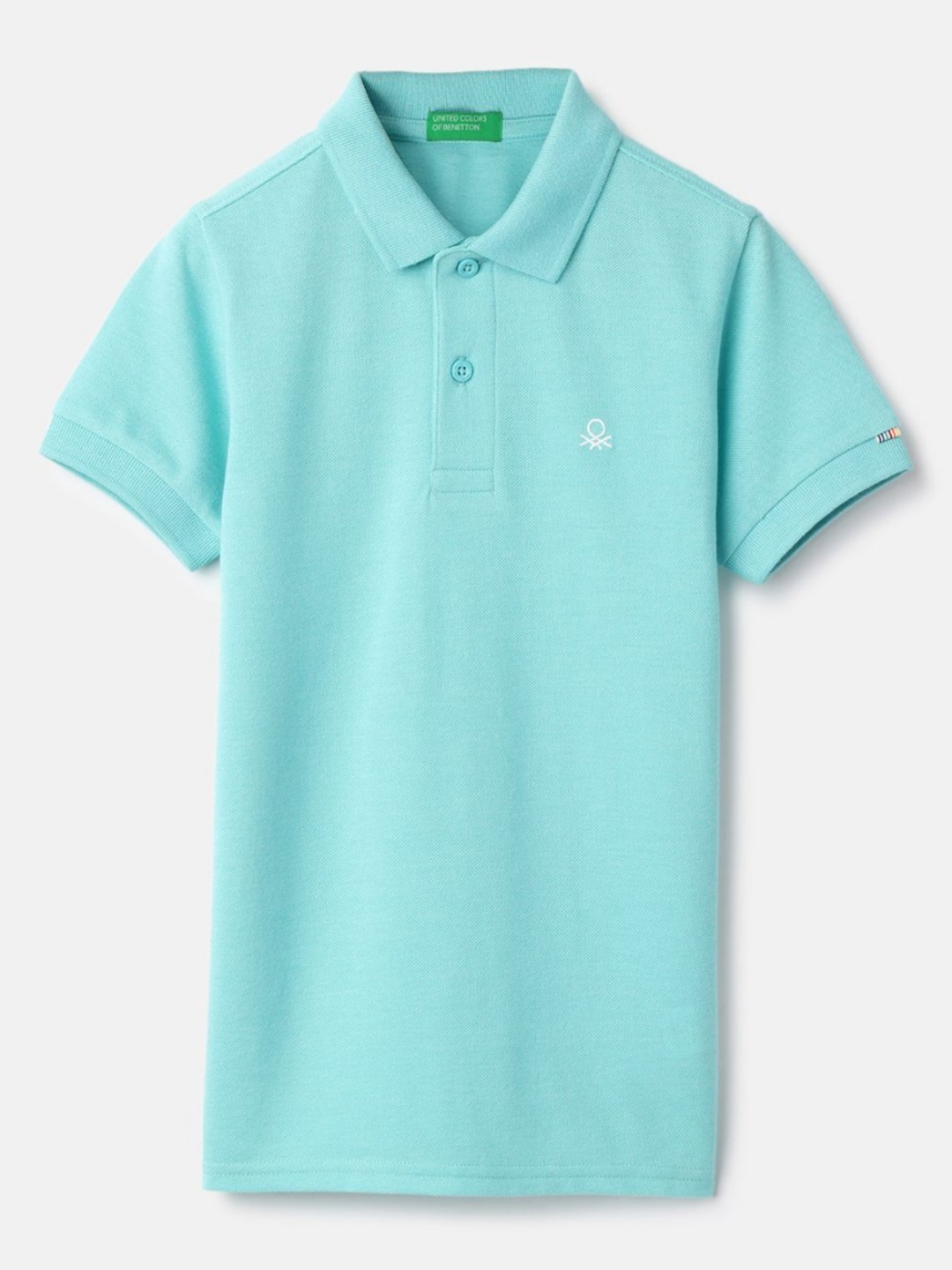 

United Colors of Benetton Boys Solid Polo Collar Pure Cotton T-shirt, Sea green