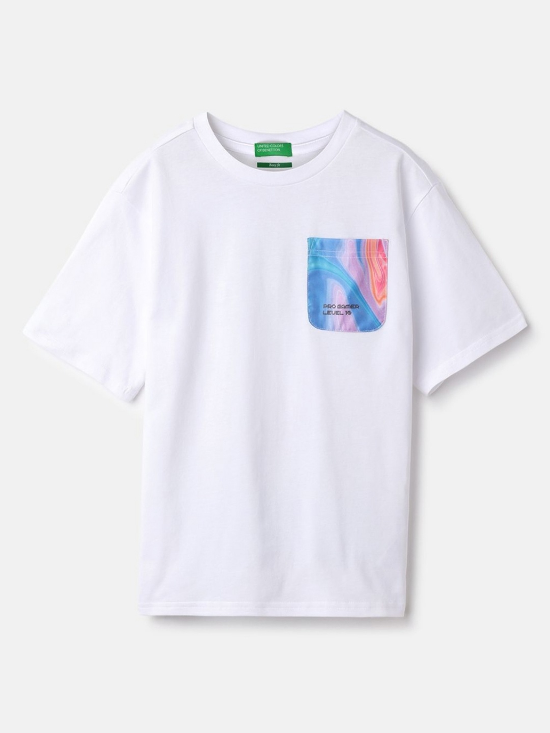 

United Colors of Benetton Boys Graphic Printed Round Neck Pure Cotton T-shirt, White