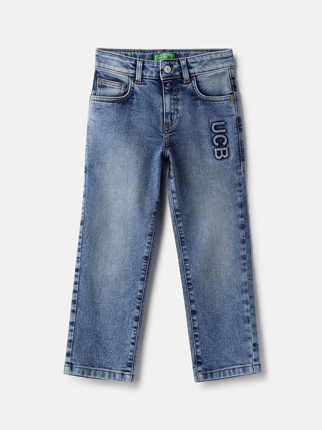 

United Colors of Benetton Boys Mid-Rise Straight Fit Jeans, Blue