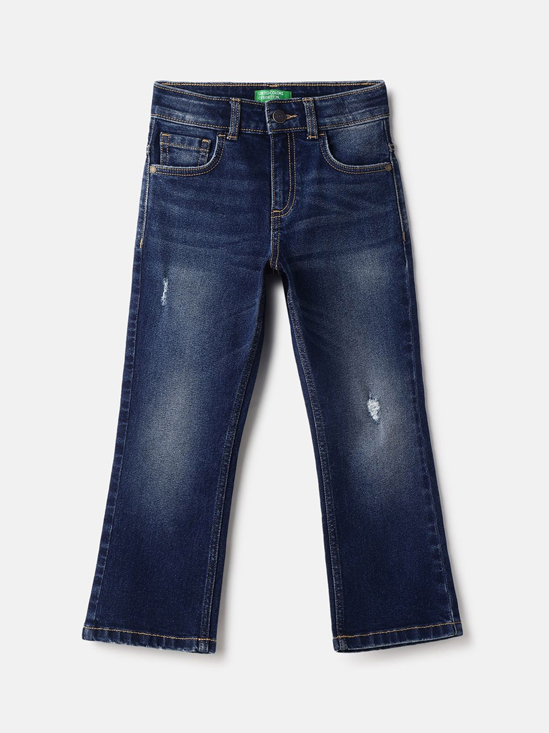 

United Colors of Benetton Boys Low Distress Light Fade Jeans, Navy blue
