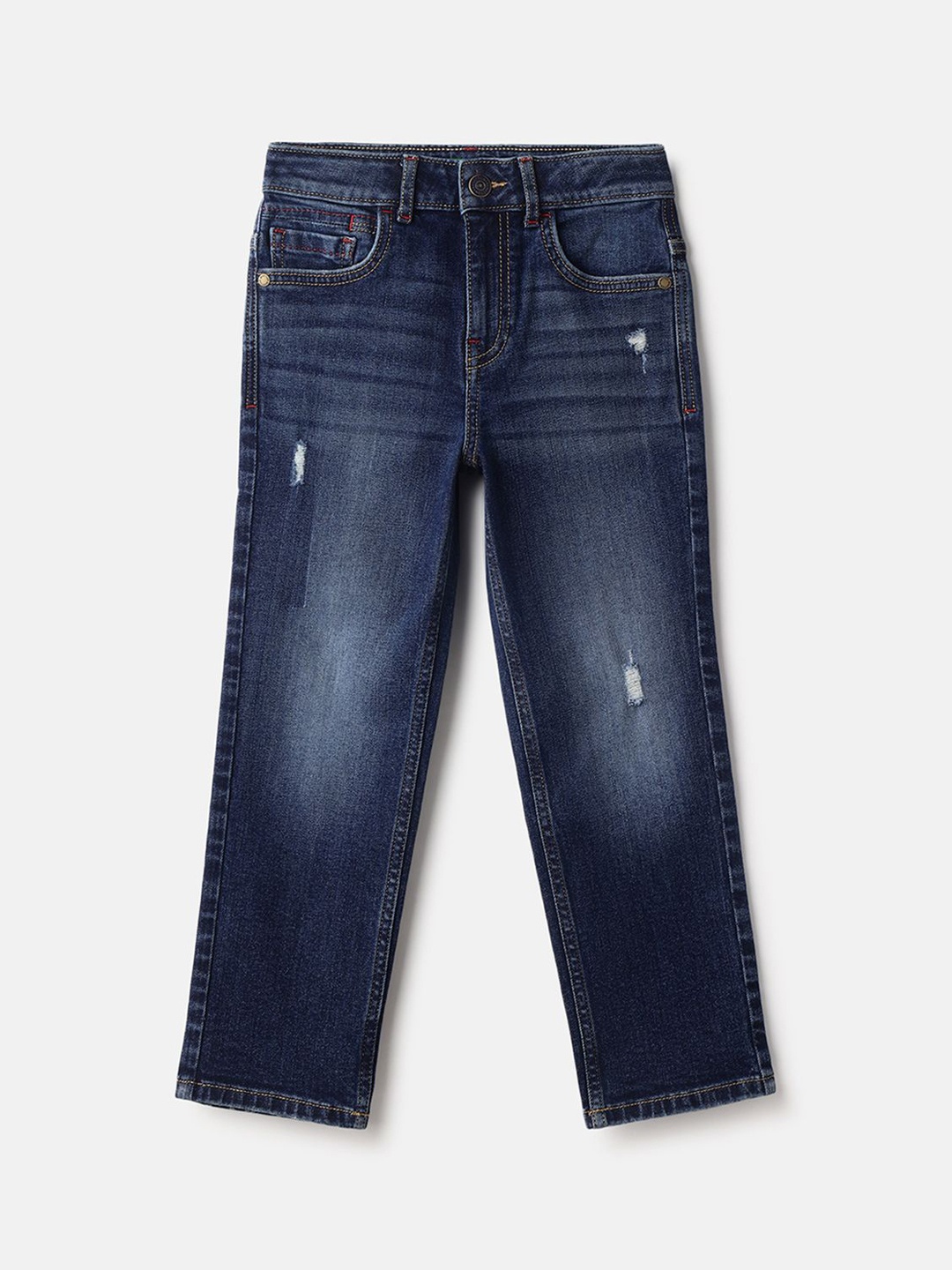 United Colors of Benetton Girls Straight Fit Heavy Fade Jeans, Blue