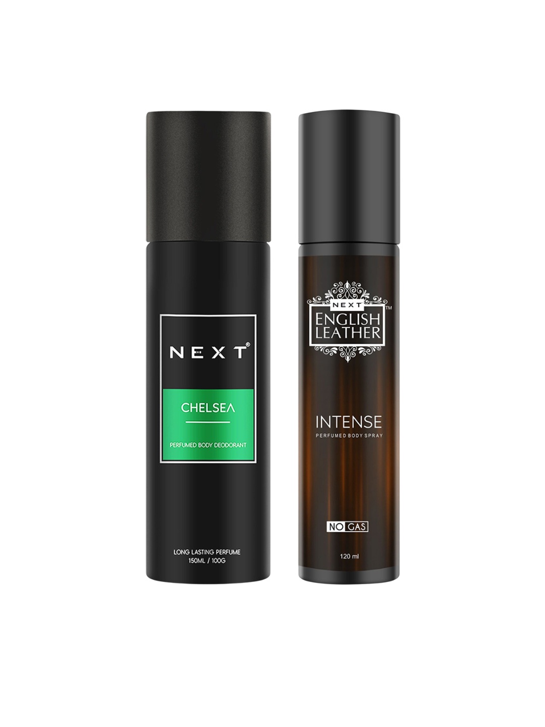 

NEXT CARE Chelsea & Intense Set Of 2 Odour Control Deodorant Spray 150 ml & 120 ml, Black