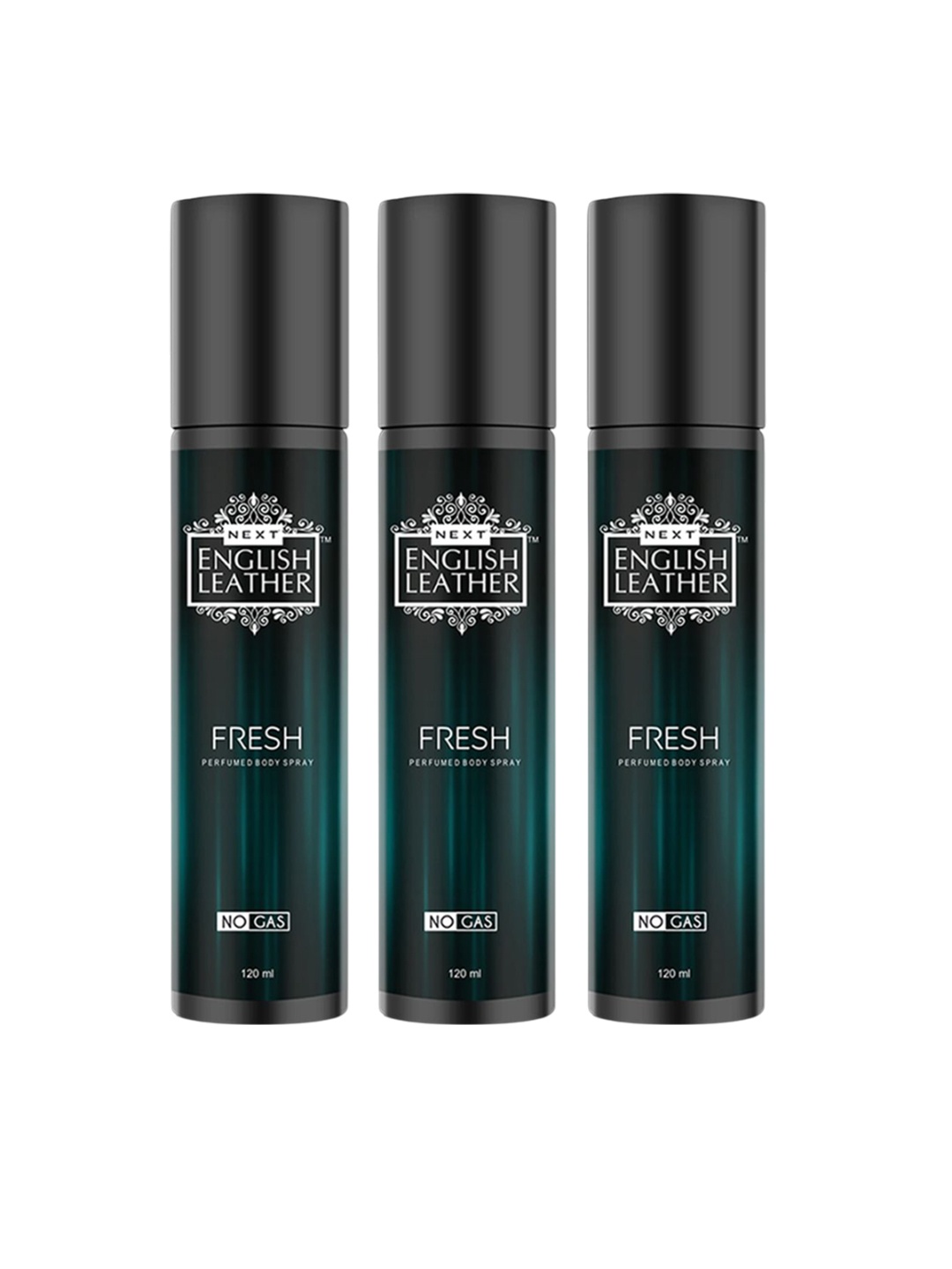 

NEXT CARE English Leather Set Of 3 Fresh Perfumed Body Spray - 120 ml Each, Black