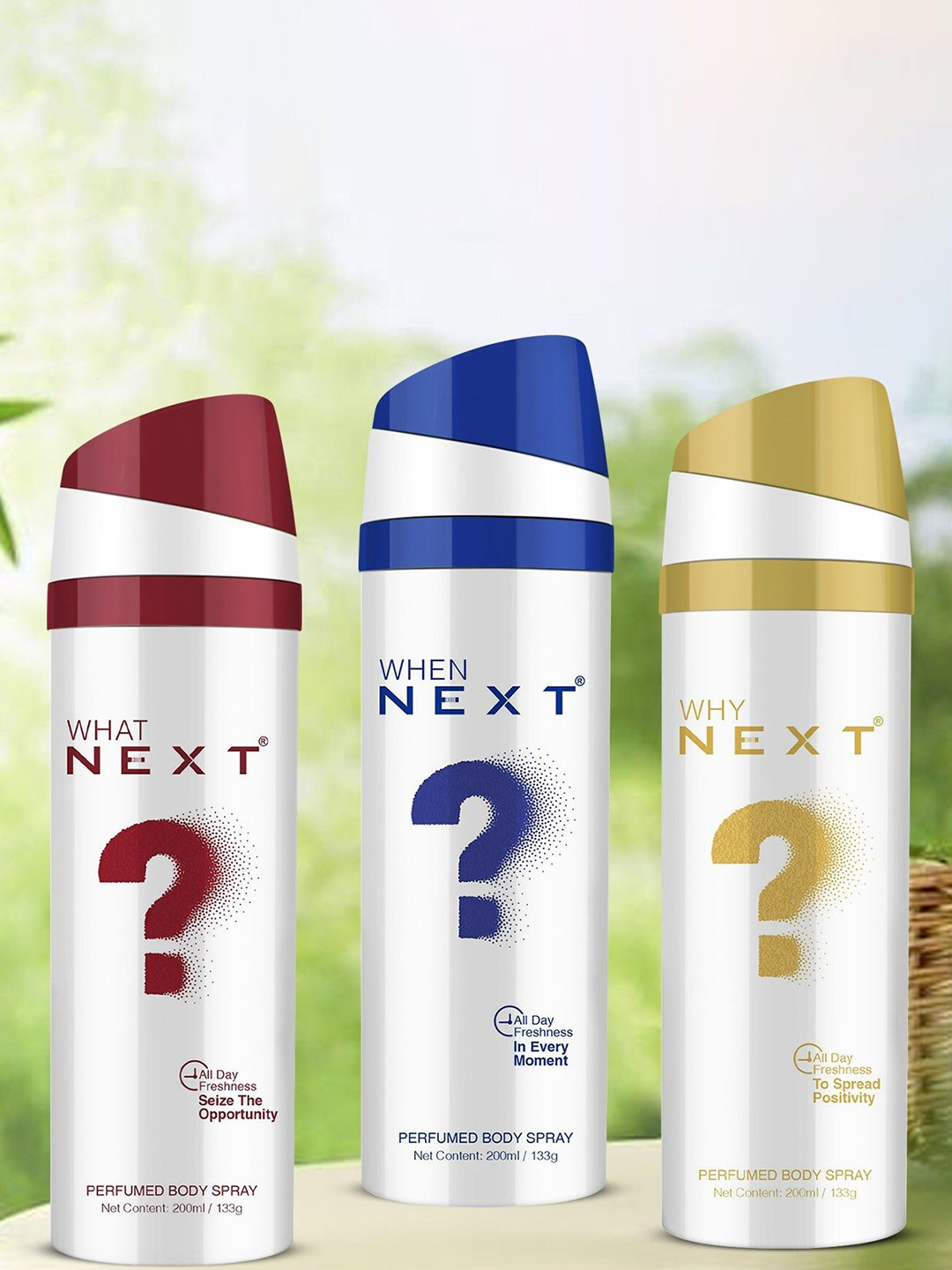 

NEXT CARE Set Of 3 What, Why & When Long Lasting Body Spray - 200 ml Each, White