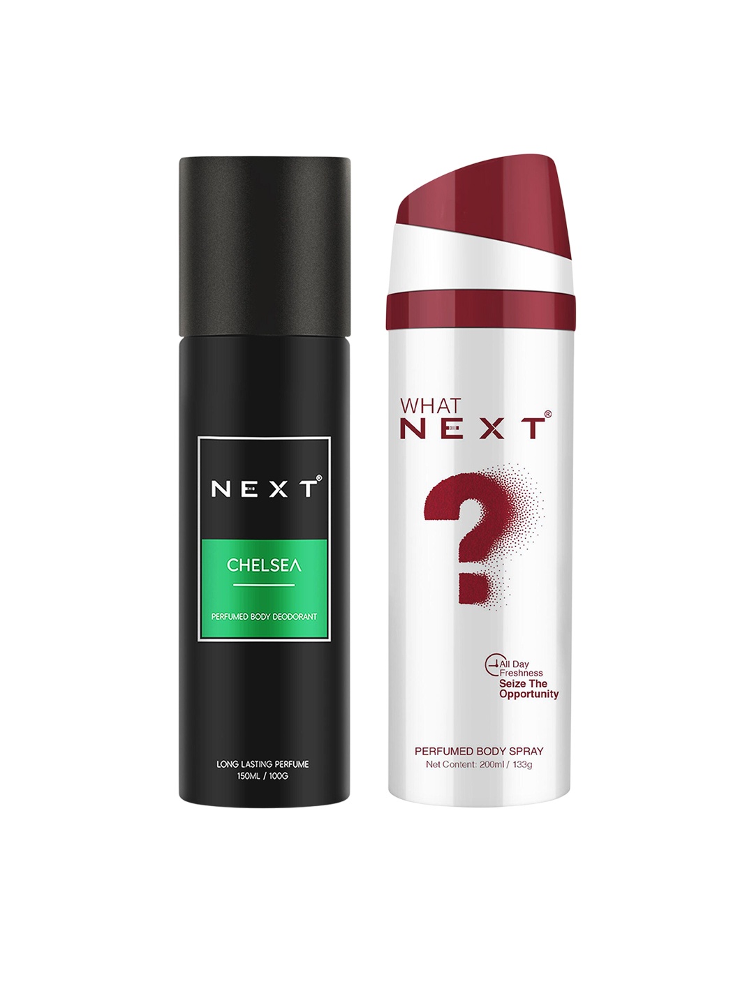 

NEXT CARE Chelsea & What Set Of 2 Odour Control Perfume Body Deodorant - 150 ml & 200 ml, Black