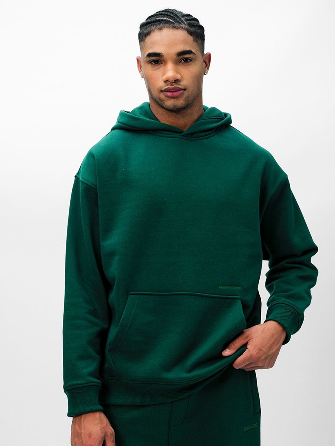 

Bonkers Corner Men Bottle Green Wear A Hug Oversized Hoodie