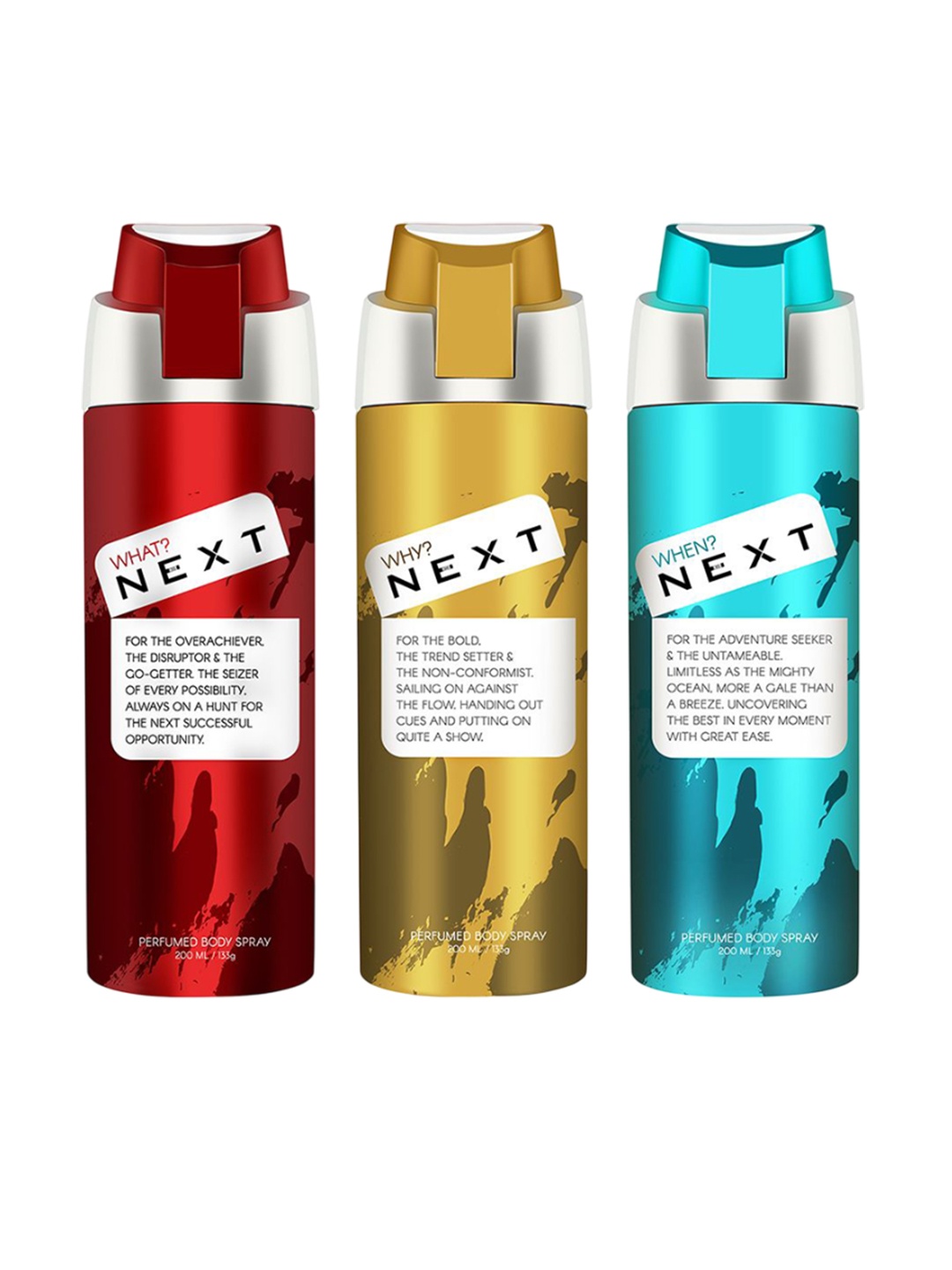

NEXT CARE Set Of 3 What, When & Why Long Lasting Body Spray - 200 ml Each, White