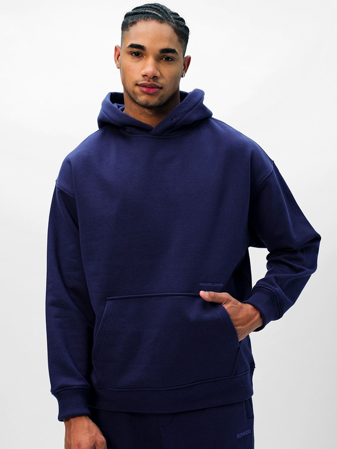 Bonkers Corner Men Wear A Hug Oversized Hooded Sweatshirt, Blue