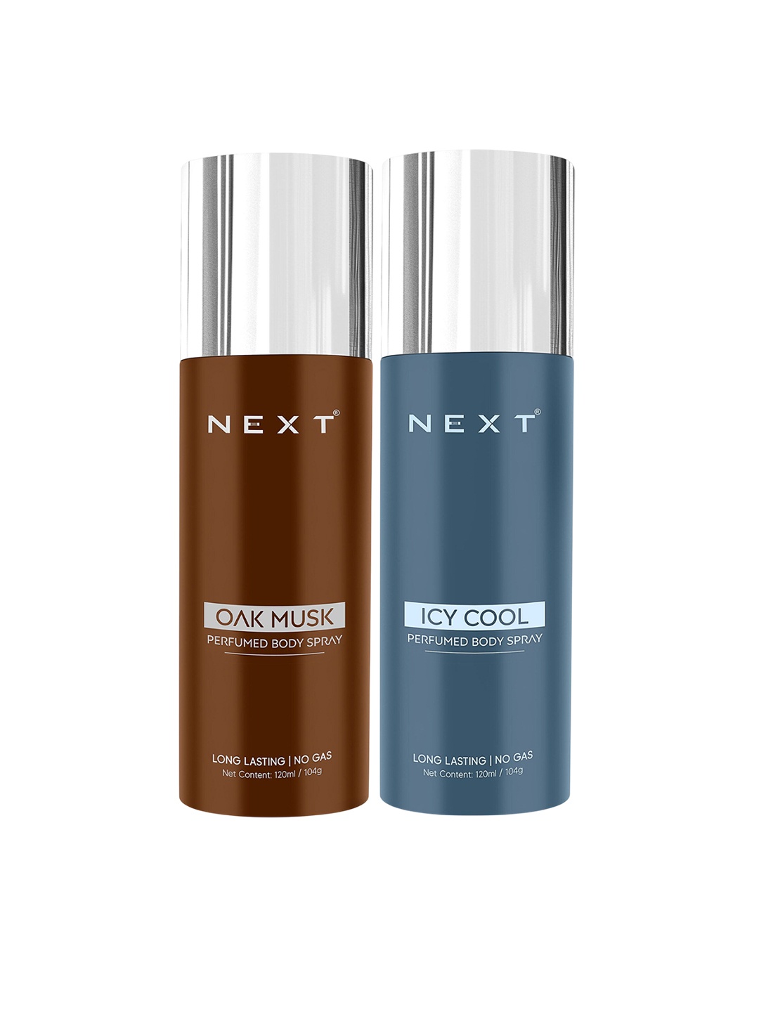 

NEXT CARE Oak Musk & Icy Cool Set Of 2 Odour Control Perfume Body Deodorant- 120 ml Each, Brown