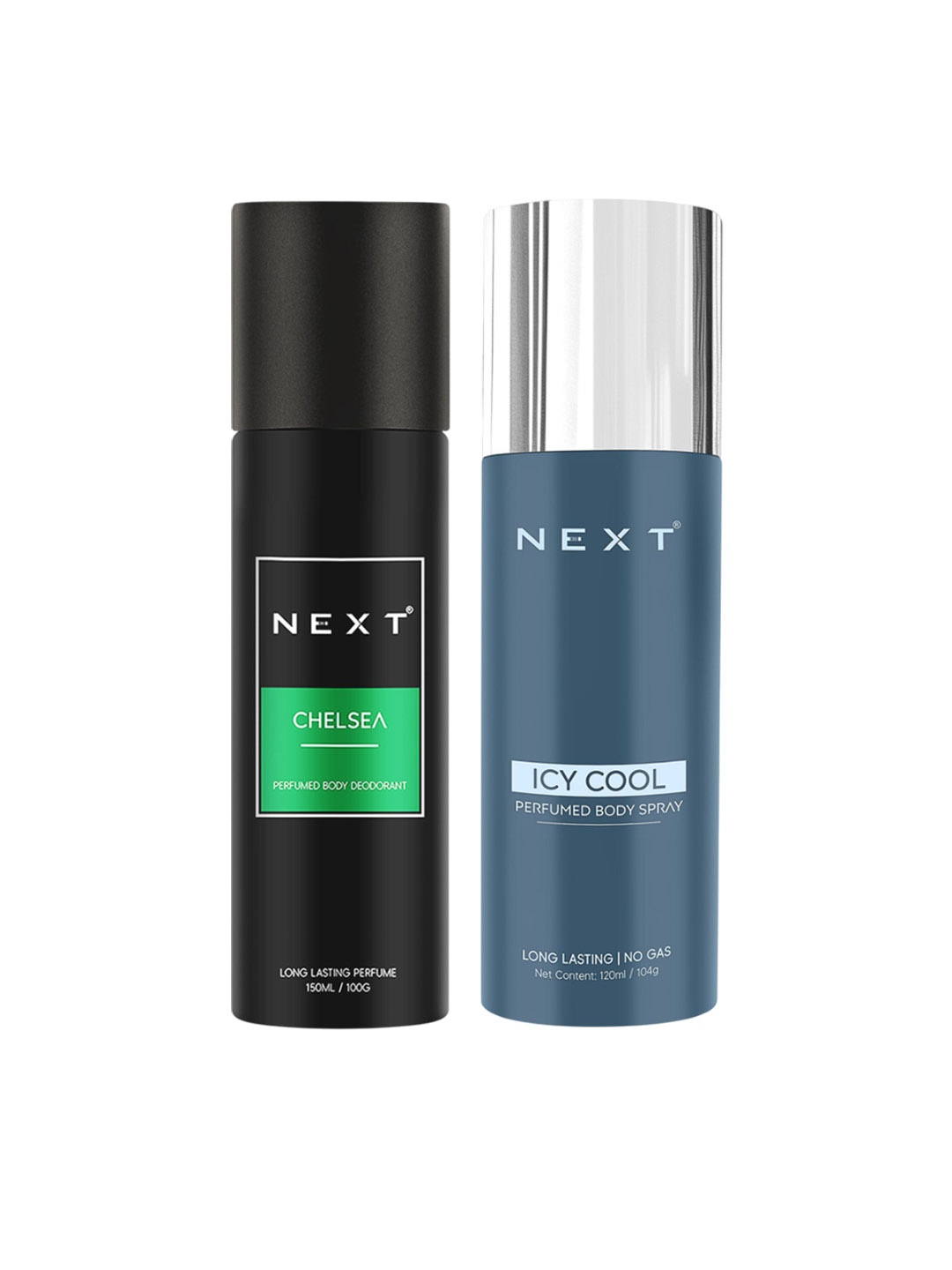 

NEXT CARE Chelsea & Icy Cool Set Of 2 Odour Control Body Deodorant - 150 ml & 120 ml, Black