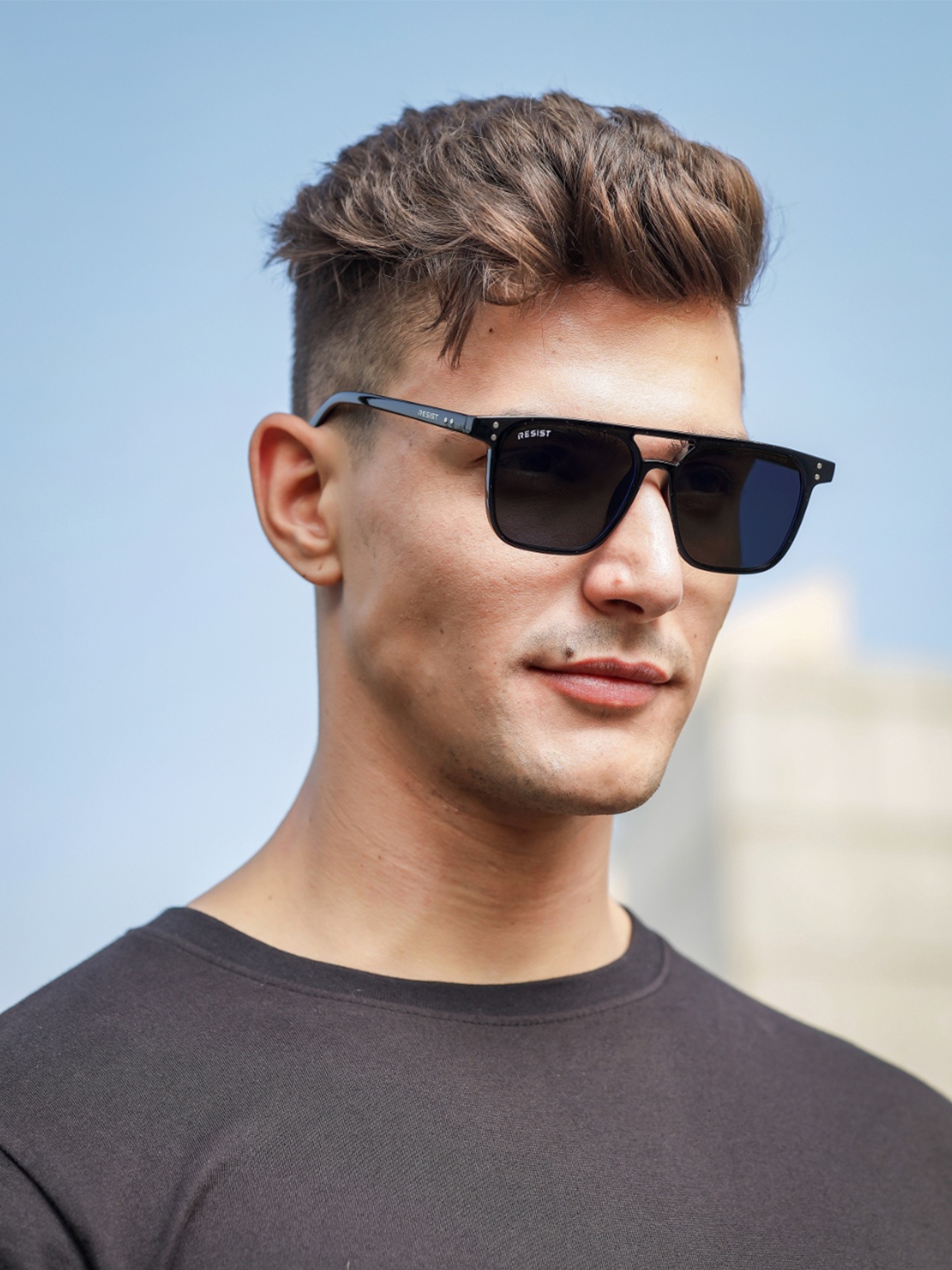 

RESIST EYEWEAR Unisex Wayfarer Sunglasses with UV Protected Lens JASPER, Black