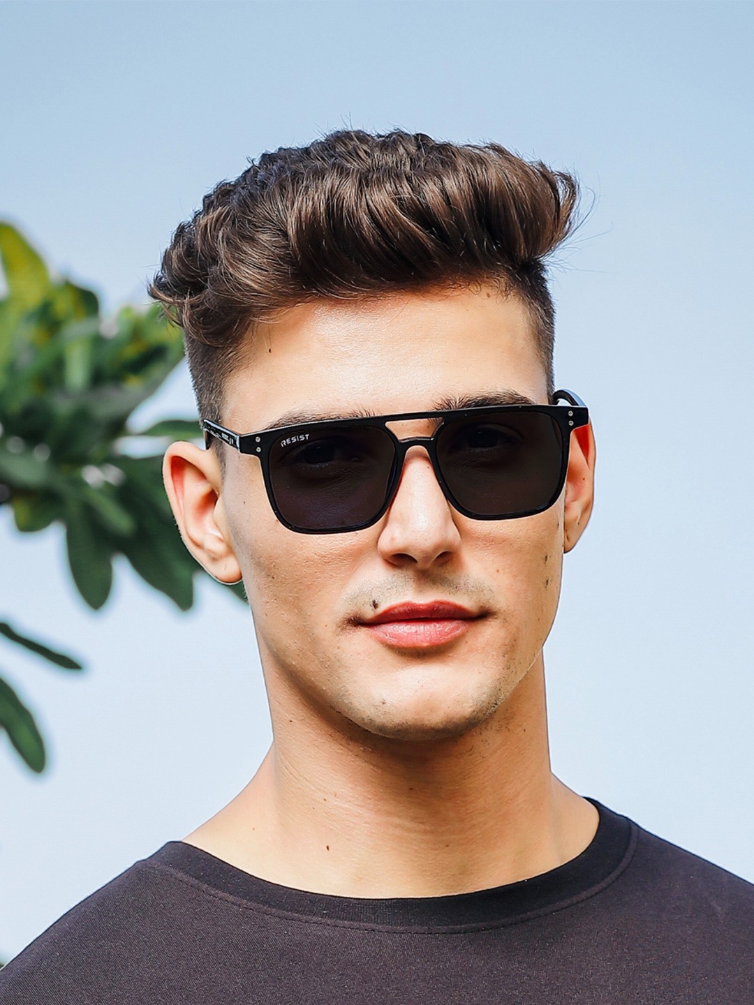 

RESIST EYEWEAR Unisex Wayfarer Sunglasses With UV Protected Lens JASPER BLACK BLACK