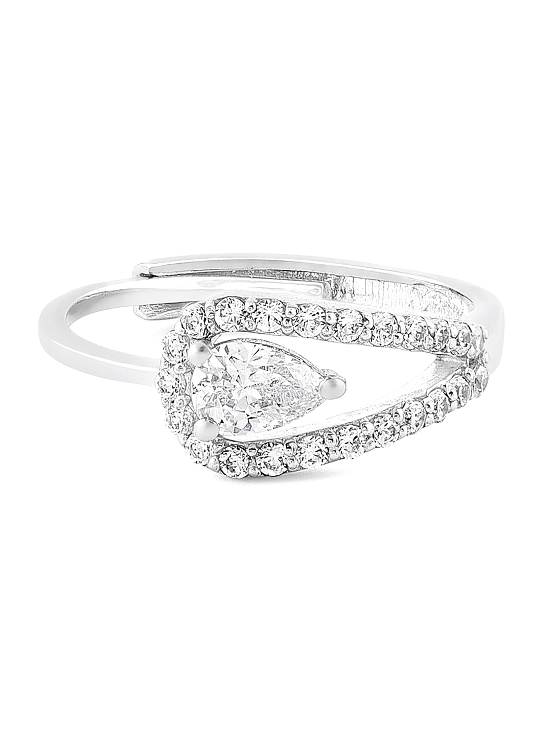 

FIAN 9.25 Sterling Silver Rhodium-Plated Cubic Zirconia-Studded Finger Ring