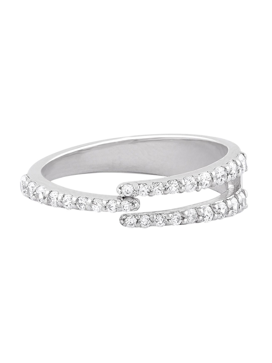 

FIAN 9.25 Sterling Silver Rhodium-Plated Cubic Zirconia Studded Adjustable Finger Ring