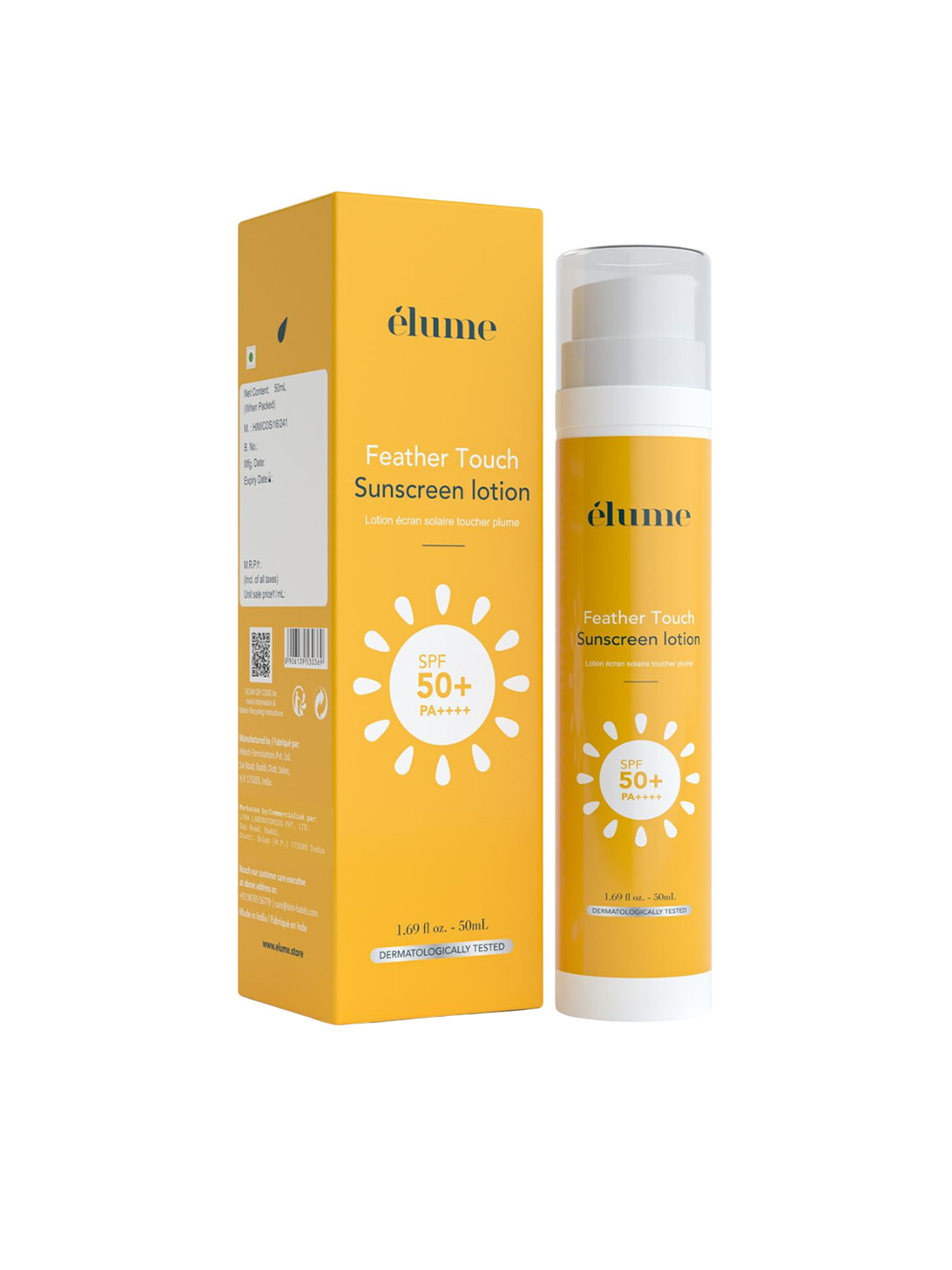 

elume SPF 50+ Pa++++ Feather Touch Sunscreen Lotion- 50 g, White