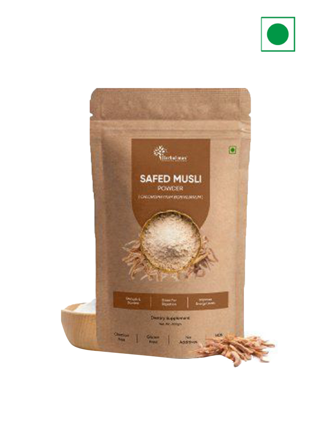 

Herbal max Safed Musli Powder Natural Ayurvedic Support For Vitality & Energy Booster 100g, White
