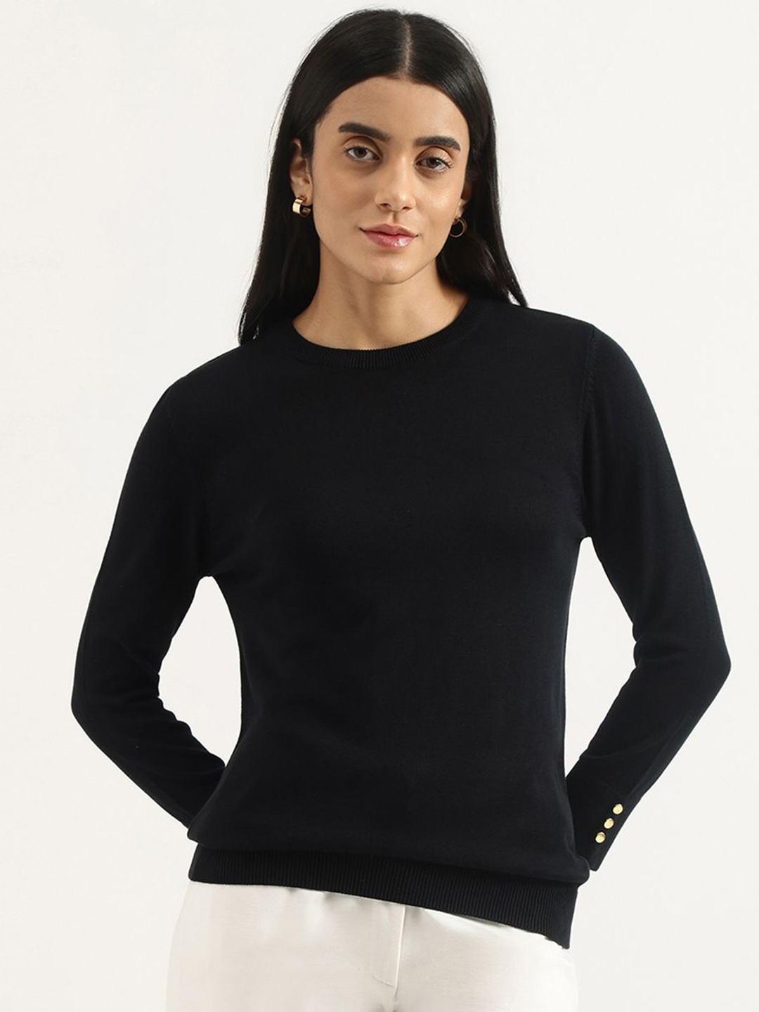 

United Colors of Benetton Women Round Neck Top, Black