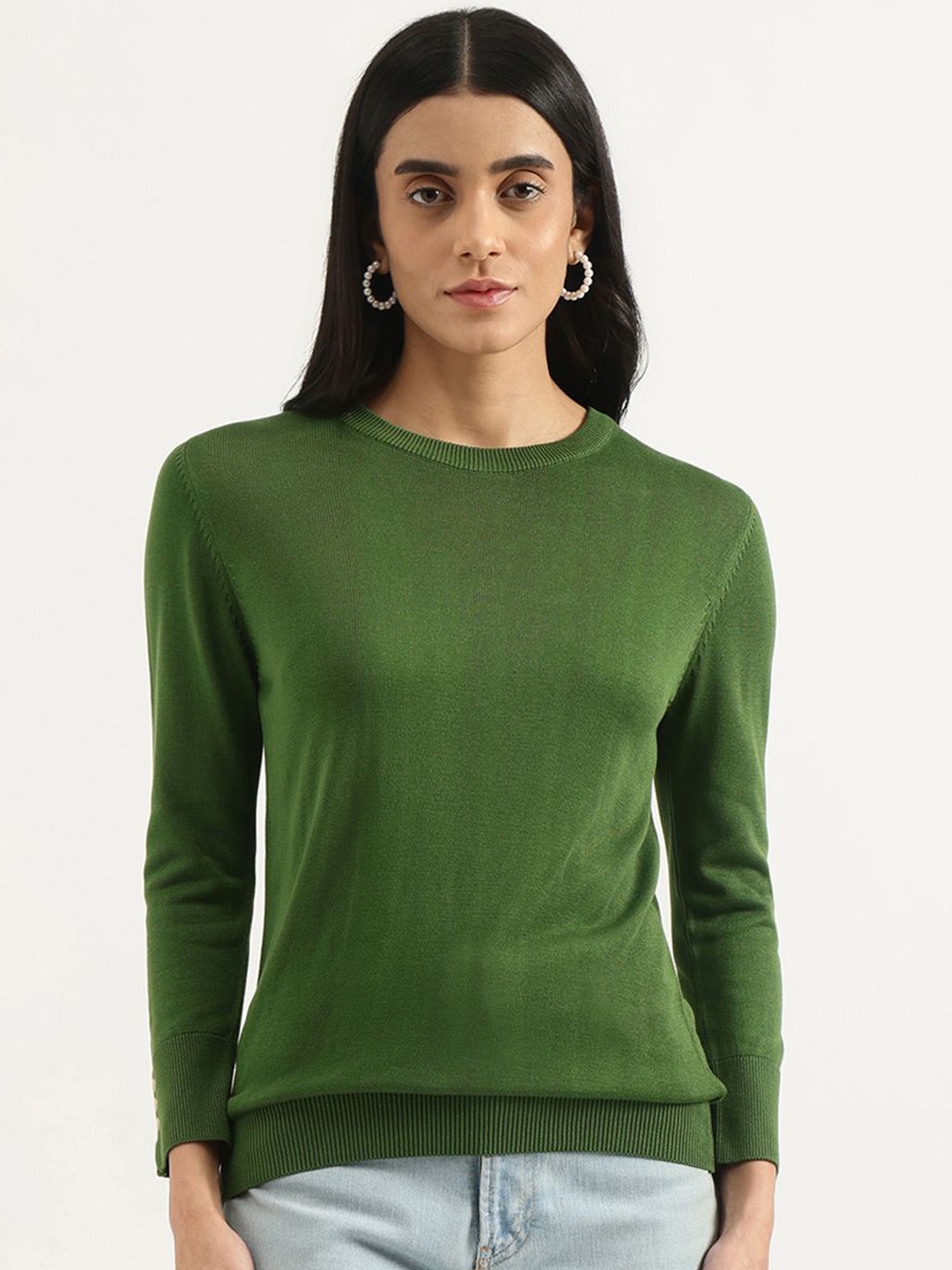 

United Colors of Benetton Women Round Neck Top, Green