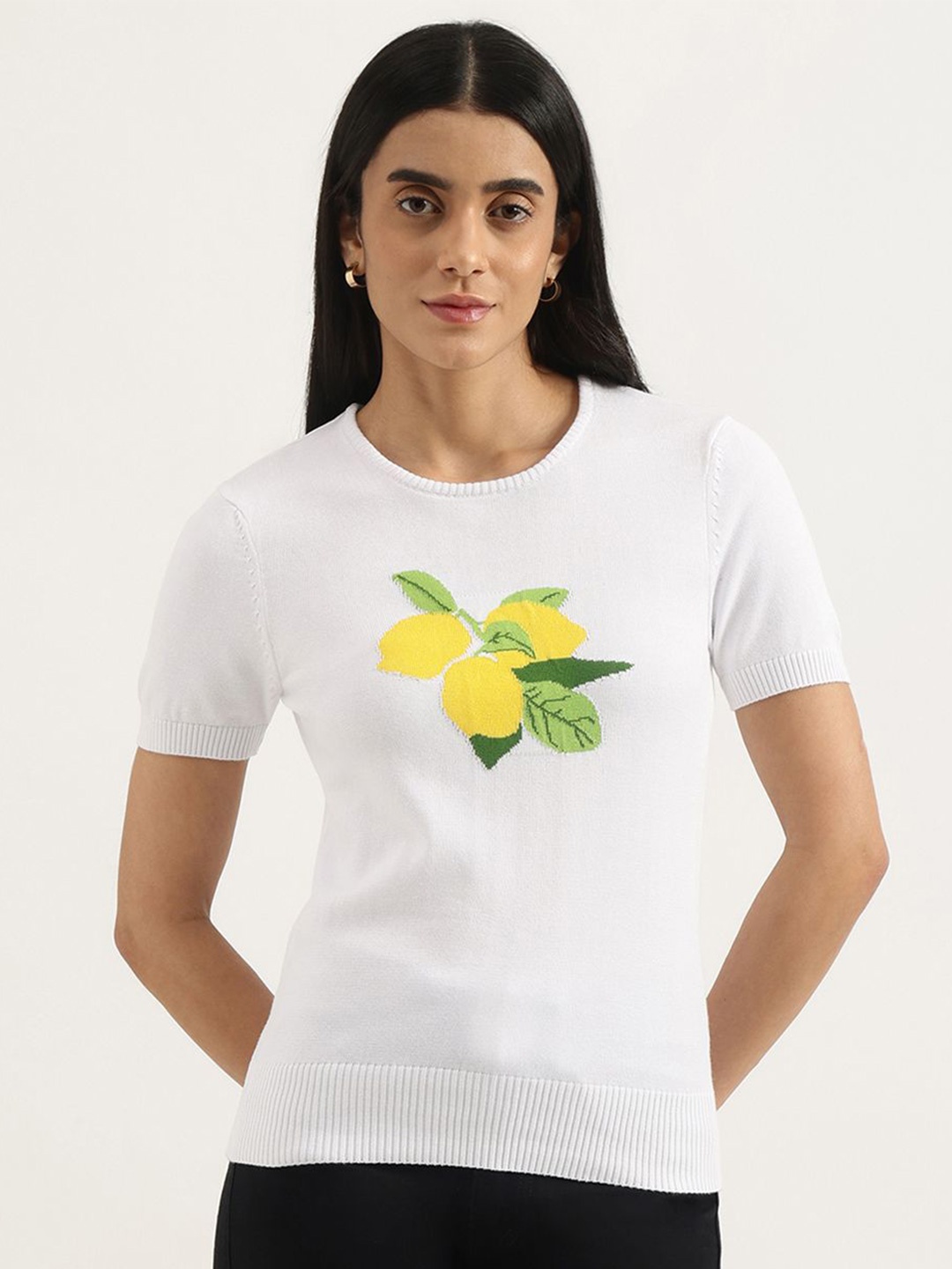 

United Colors of Benetton Round Neck Cotton Top, White
