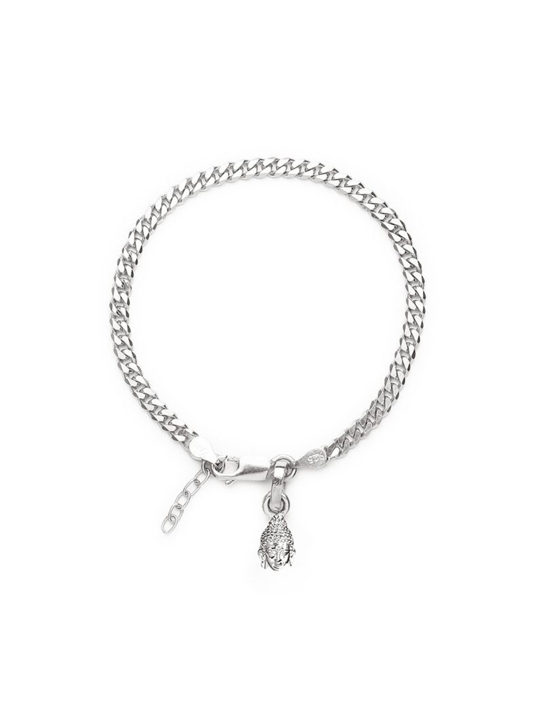 

AKSHAT SAPPHIRE 925 Sterling Silver Figaro Link Bracelet With Buddha Pendant