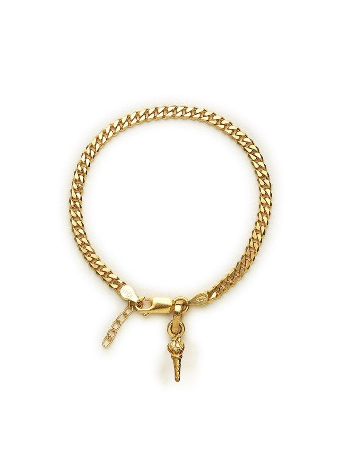 

AKSHAT SAPPHIRE 925 Sterling Silver Gold-Plated Gada Symbol Pendant Link Bracelet