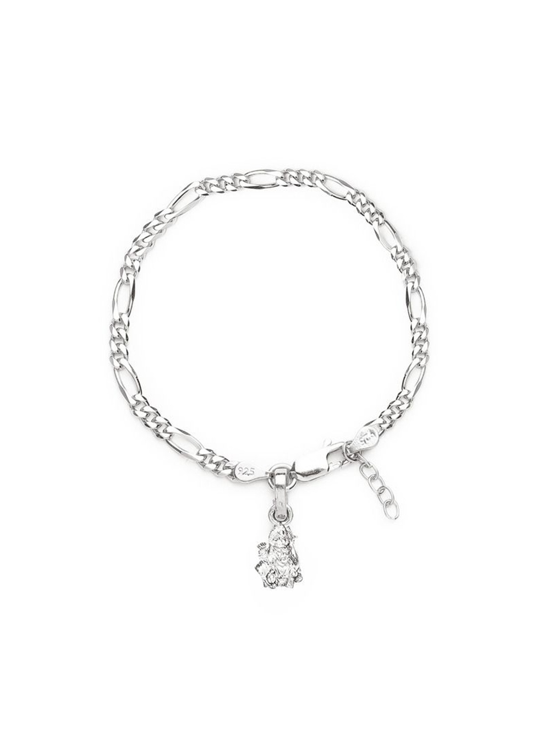 

AKSHAT SAPPHIRE 925 Sterling Silver Figaro Link Bracelet With Shri Ram Pendant