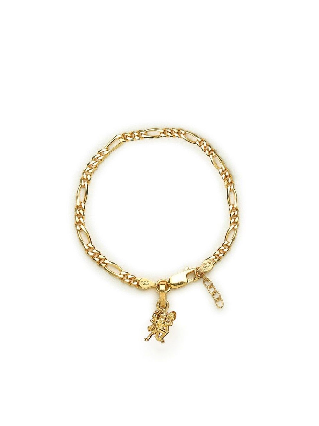 

AKSHAT SAPPHIRE 925 Sterling Silver Gold-Plated God Hanuman Pendant Link Bracelet