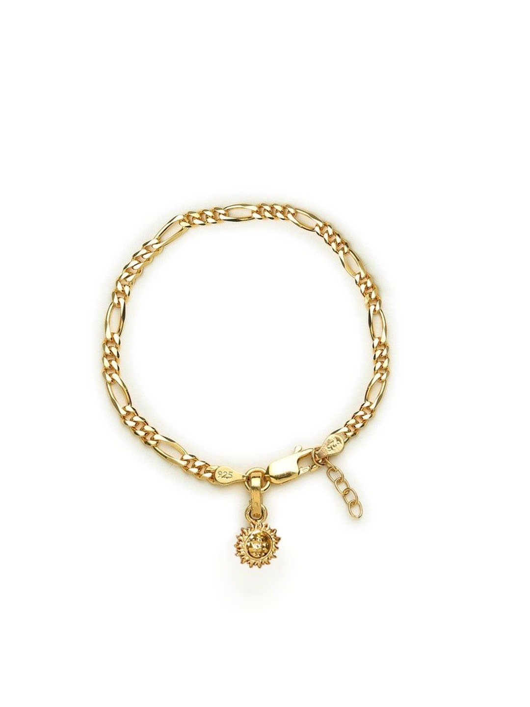 

AKSHAT SAPPHIRE Stainless Steel Gold-Plated Link Bracelet With Surya Symbol Pendant
