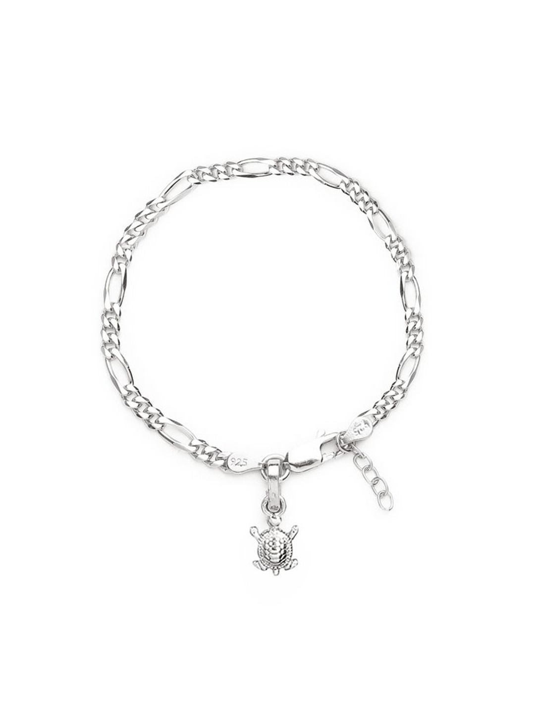 

AKSHAT SAPPHIRE Stainless Steel Figaro Design Link Bracelet With Tortoise Symbol Pendant, Silver