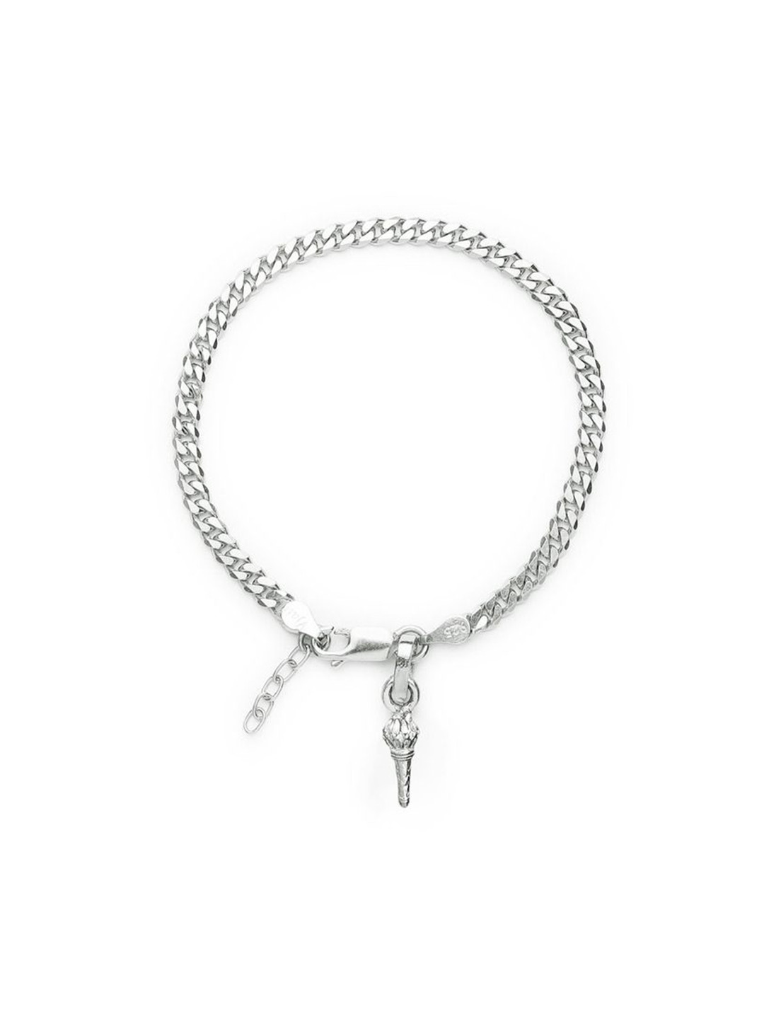 

AKSHAT SAPPHIRE Stainless Steel Curb Design Link Bracelet With Gada Symbol Pendant, Silver
