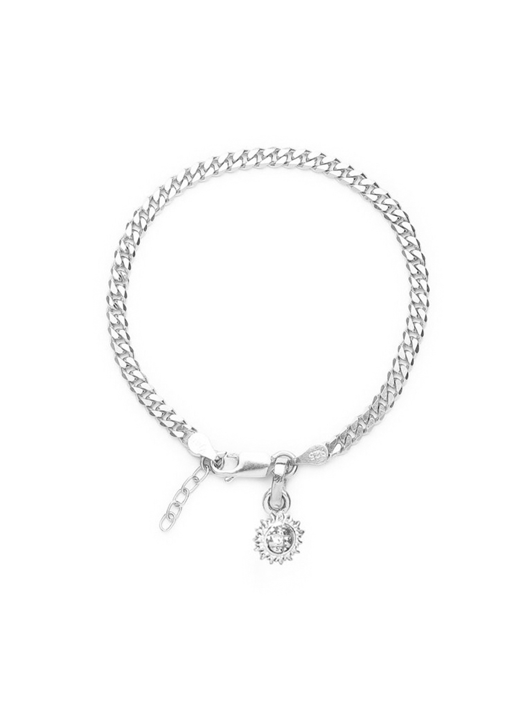 

AKSHAT SAPPHIRE Stainless Steel Curb Design Link Bracelet With Surya Symbol Pendant, Silver