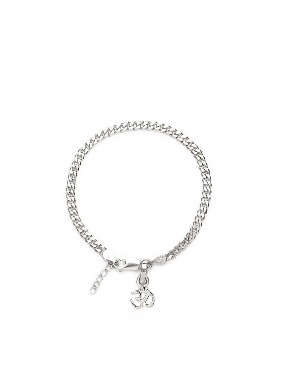 

AKSHAT SAPPHIRE 925 Sterling Silver Figaro Link Bracelet With OM Symbol Pendant
